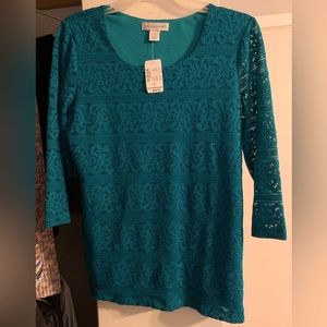 Christopher & Banks - Dress Blouse - Blue Green - Womens Medium